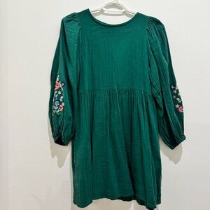 Cat & Jack Green Embroidered Long Sleeve Dress